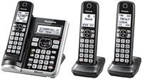 Panasonic 松下 Link2Cell 蓝牙无绳电话带语音协助和应答机 3 个手机套 银色