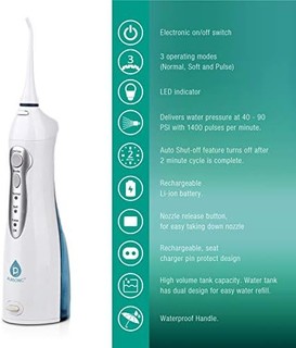 Pursonic USB 可充电口腔冲洗器水牙线,帮助去除牙菌斑和稀释有害毒素。