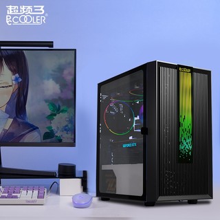 PCCOOLER 超频三 光愈 黑色 游戏电脑机箱（支持M-ATX/ITX主板/显卡限长31cm/支持240水冷/全侧透磁吸玻璃）