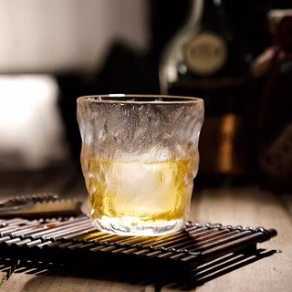 蒸尚美 冰川纹玻璃杯家用饮料洋酒香槟啤酒水杯酒杯咖啡杯4只