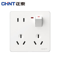 CHNT 正泰 开关插座面板86型家用墙壁电源五孔插座厨房一开八孔插座错位五孔 一开八孔白色