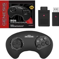Retro-Bit BIG6 2.4 GHz Sega Genesis 无线街机控制器垫适用于 Sega Genesis Original/Mini 黑色