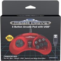 Retro-Bit 复古位官方Sega Mega Drive USB 控制器 8 个端口(Crimson Red)(任天堂 Switch)