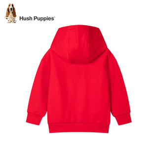 暇步士（Hush Puppies）童装男女童卫衣22023冬装儿童卫衣保暖舒适一体绒时尚休闲 珊瑚红 120cm