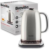 Breville 铂富 温度选择电热水壶 | 1.7 升 | 3kW 快煮 | 智能数字控制 | 拉丝镍（银色/灰色），[VKT159]