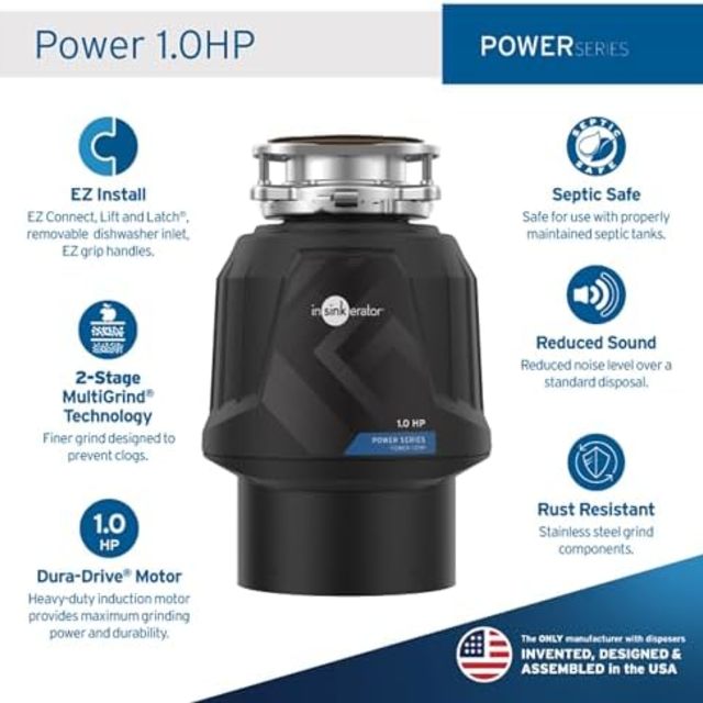 爱适易 Power 1HP 垃圾处理器,黑色