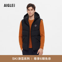 AIGLE【滑雪系列】艾高20男士户外保暖耐穿连帽马甲 黑色 AP844 L(180/96A)