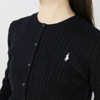 RALPH LAUREN Polo Ralph Lauren拉夫劳伦女士麻花开衫藏蓝色全棉针织衫上衣