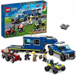 LEGO 乐高 60315 城市移动指挥卡车玩具，带监狱拖车、无人机、拖拉机和 ATV 汽车玩具以及 4 个小人仔