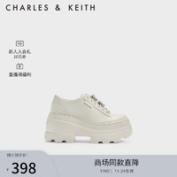 CHARLES & KEITH CHARLES&KEITH;松糕厚底系带乐福鞋女CK1-70920134 粉白色Chalk 36