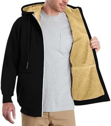 Mlgaril 男式加厚羊羔绒内衬抓绒防风拉链外套夹克保暖连帽运动衫 多种颜色可选