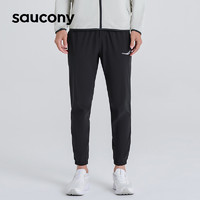 saucony 索康尼 新款男子跑步长裤黑色透气梭织长裤反光薄款运动裤