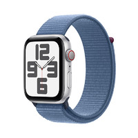 Apple Watch SE 2023款智能手表 蜂窝款44毫米银色铝金属表壳凛蓝色回环式运动型表带MRGG3CH/A