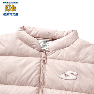 斯凯奇（Skechers）儿童梭织羽绒服男女童保暖套装L423G008 女童/草莓奶油粉/01UJ 165cm