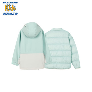 斯凯奇（Skechers）儿童梭织羽绒服男女童保暖套装L423G008 女童/港灰色/01P9 165cm