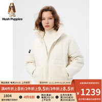 Hush Puppies暇步士女装简约通勤拼接保暖立领羽绒服 118白色 M