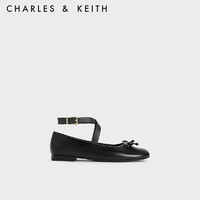 CHARLES&KEITH23冬季CK1-70900496蝴蝶结系腕绑带芭蕾舞鞋女 Black黑色 39