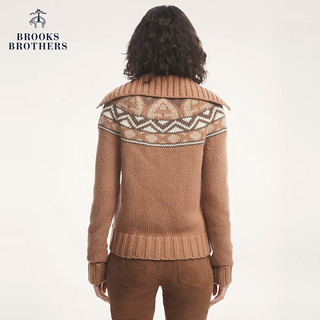 布克兄弟（BrooksBrothers）女士冬绵羊毛趣味图案套头针织毛衣 B245-浅褐色 S