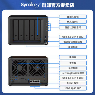 Synology 群晖 DS1522+ 5盘位NAS（锐龙R1600、8GB）