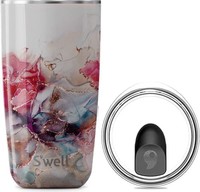 swell 四维 S'well 不锈钢玻璃杯,带透明滑动打开盖子 - 18 液体盎司(约 45.7 毫升)玫瑰大理石三层真空隔热容器