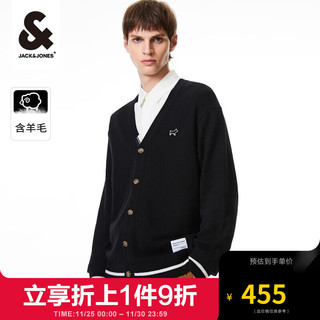 杰克琼斯 杰克·琼斯（JACK&JONES）23冬季休闲商务宽松廓形长袖针织羊毛开衫外套男装223424013 黑色E40 165/88A/XS