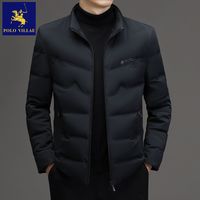 POLO VILLAE 保罗威特 保罗高档男士羽绒服2023冬季新款中年立领短款鹅绒冬装加厚外套男