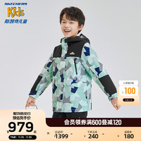 斯凯奇（Skechers）儿童梭织羽绒服男女童保暖套装L423G008 男童/异形迷彩蓝宝石/03HN 160cm