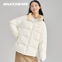 Skechers斯凯奇羽绒服男女士款冬季淡棕色保暖加绒加厚外套 【2】棉花糖白 S