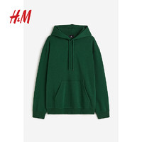 H&M 男装卫衣 连帽长袖上衣0970819 深绿色 175/108A
