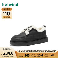 热风冬季防滑百搭雪地靴平底外穿厚底棉鞋加绒 01黑色 37(正码)