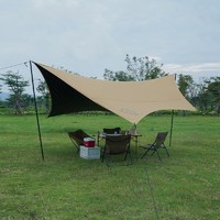 三峰出 三峰天幕涂银+黑胶遮阳防水防雨露营野餐野营六角蝶形黑胶天幕