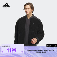 adidas 阿迪达斯 轻运动男装冬季加绒保暖仿羊羔绒夹棉棉服IL8919 黑色/黑色/碳黑 A/L