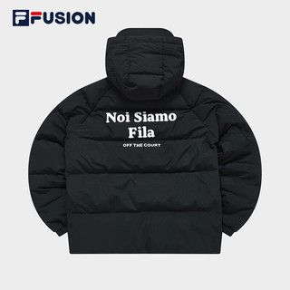 FILA 斐乐 FUSION斐乐潮牌女子羽绒服2023时尚休闲连帽保暖外套 深黑-BK 160/80A/S