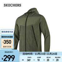 SKECHERS 斯凯奇 秋冬薄款户外运动休闲外套时尚舒适防水连帽外套P223M116 黑森林绿/0373 M