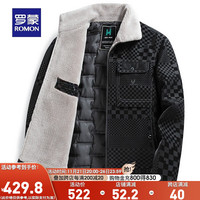 罗蒙【加绒厚款】男士翻领羽绒皮衣冬商务休闲保暖厚外套 黑色1 180