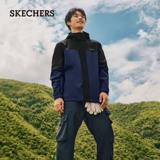 斯凯奇（Skechers）秋冬男子运动户外三合一冲锋衣加绒保暖舒适登山外套 海军学院蓝/02MZ S