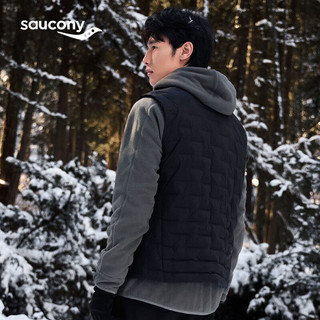 Saucony索康尼运动马甲男23年冬季常规立领保暖马甲上衣 正黑色BK01【90%白鸭充绒量】 XL（180/100A）