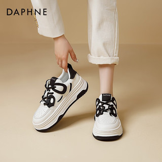 达芙妮（DAPHNE）板鞋女女鞋百搭时尚小白鞋ins潮厚底休闲运动鞋 米黑色 37