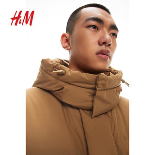 H&M 2023秋季新款男装时尚休闲简约保暖羽绒服1200587YS 棕色 L 充绒量230克