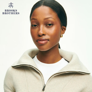 布克兄弟（BrooksBrothers）女士23冬新可翻高领绵羊毛美式休闲毛衣 B105-卡其色 M