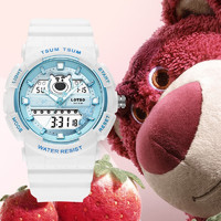 迪士尼（Disney）手表女生草莓熊防水电子表多功能双显夜光运动手表 SS-35026W1