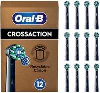 Oral-B 欧乐-B 欧乐B Pro Cross Action 电动牙刷头 X 形和斜角刷毛 可深层去除牙菌斑 12 支装牙刷头 适合邮箱 黑色