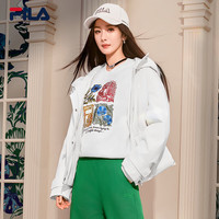 斐乐FILA V&A联名棉服女士连帽外套春季时尚宽松女装 云菇白-WT 165/84A/M