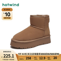 热风冬季女士时尚圆头纯色休闲靴保暖舒适加绒雪地靴潮 02棕色 36