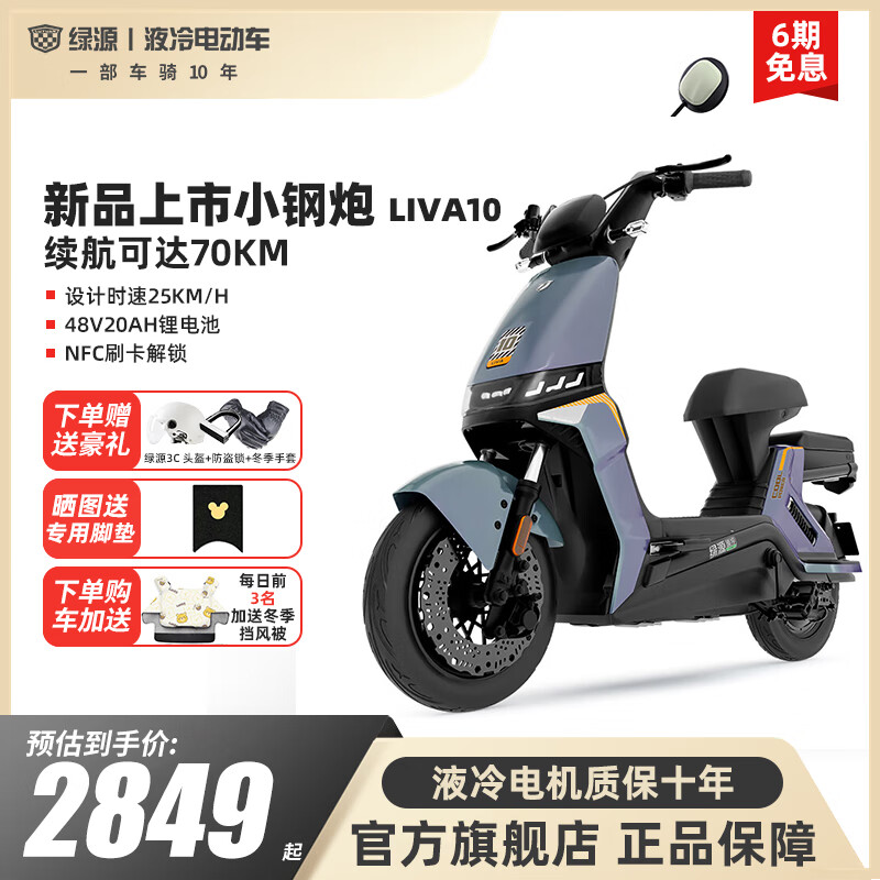 移动端、京东百亿补贴：LUYUAN 绿源 新国标电动自行车LIVA10 48V20A锂电池 男女代步电瓶车 天际灰