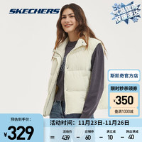 斯凯奇（Skechers）秋冬季鸭绒羽绒百搭马甲梭织羽绒背心L323W052 棉花糖白/0074 S