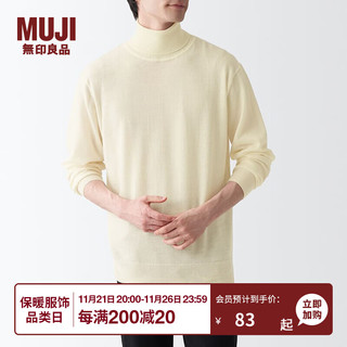 MUJI 無印良品 无印良品（MUJI）男式 天竺 可水洗 高领毛衣 AAC03A1A 长袖针织衫 米白色 XS