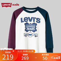 Levi's李维斯儿童装男童长袖T恤撞色打底衫薄款上衣 糖果白 90/52(2T)