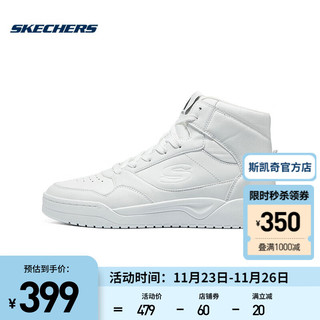 斯凯奇（Skechers）秋季男士时尚休闲鞋黑色百搭中帮运动鞋 183243-WHT白色 40