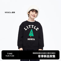 little MO&Co.加绒 little moco童装23冬装男女童圣诞套头长袖保暖卫衣 黑色 110/56